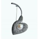 Brosa argint, perla sidef, marcasite