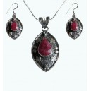 Set cercei, pandantiv argint, rubin