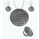 Set cercei, inel, pandantiv argint, impletituri